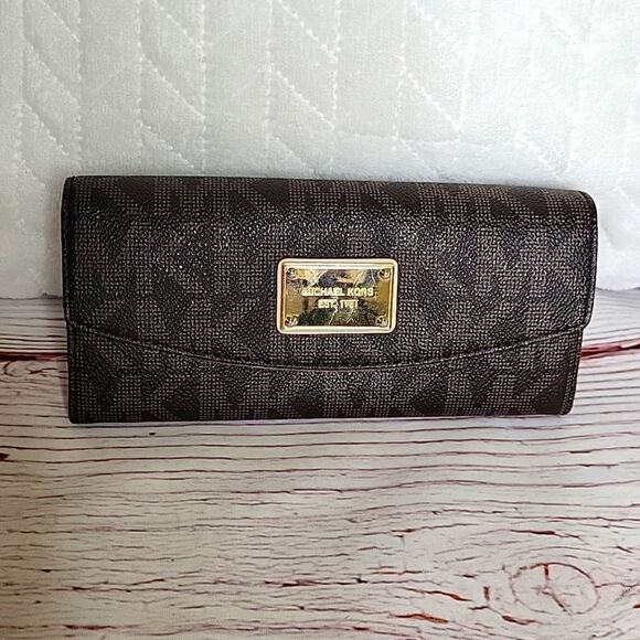 MICHAEL KORS Signature Brown Wallet - Picture 1 of 8